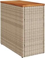 vidaXL Garten-Beistelltisch Holzplatte Beige 58x27,5x55 cm Poly Rattan