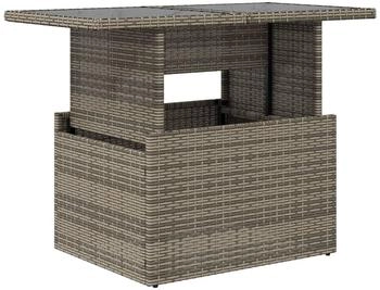 vidaXL Gartentisch mit Glasplatte Grau Poly Rattan (9839.366121)