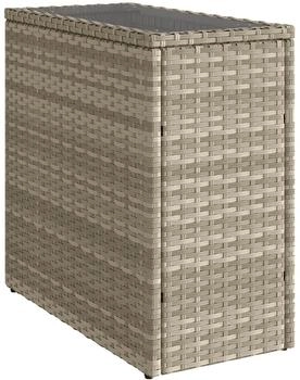 vidaXL Garten-Beistelltisch mit Glasplatte Poly Rattan hellgrau (9839.366189)