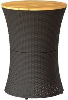 vidaXL Garten-Beistelltisch Trommelform Schwarz Poly Rattan Massivholz (9839.368296)