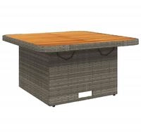 vidaXL Gartentisch Grau 80x80x71 cm Poly Rattan und Akazienholz
