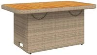 vidaXL Gartentisch Beige 90x55x71 cm Poly Rattan und Akazienholz