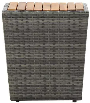 vidaXL Beistelltisch Grau 41,5x41,5x43 cm Poly Rattan & Massivholz