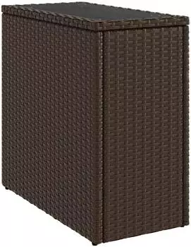 vidaXL Garten-Beistelltisch mit Glasplatte Braun 58x27,5x55 cm Rattan