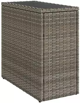 vidaXL Garten-Beistelltisch mit Glasplatte Grau 58x27,5x55 cm Rattan