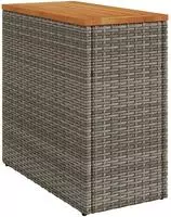 vidaXL Garten-Beistelltisch mit Holzplatte Grau 58x27,5x55 cm Rattan