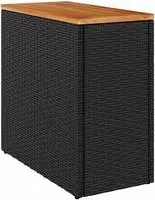vidaXL Garten-Beistelltisch mit Holzplatte Schwarz 58x27,5x55 cm Poly Rattan