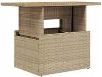 vidaXL Gartentisch Beige 100x55x73 cm Poly Rattan und Akazienholz