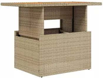 vidaXL Gartentisch Beige 100x55x73 cm Poly Rattan und Akazienholz