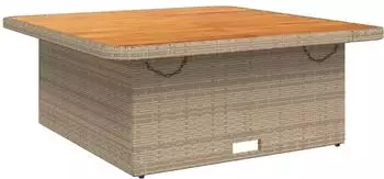 vidaXL Gartentisch Beige 110x110x71 cm Poly Rattan und Akazienholz