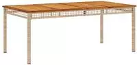 vidaXL Gartentisch Beige 180x90x75 cm Poly Rattan Akazienholz