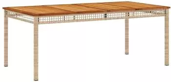vidaXL Gartentisch Beige 180x90x75 cm Poly Rattan Akazienholz