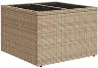 vidaXL Gartentisch mit Glasplatte Beige 55x55x37 cm Poly Rattan