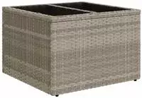 vidaXL Gartentisch mit Glasplatte Hellgrau 55x55x37 cm Poly Rattan