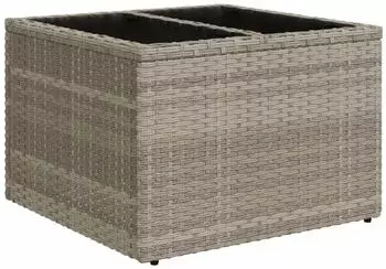 vidaXL Gartentisch mit Glasplatte Hellgrau 55x55x37 cm Poly Rattan
