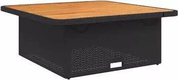 vidaXL Gartentisch Schwarz 110x110x71 cm Poly Rattan und Akazienholz