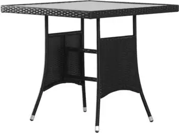 vidaXL Gartentisch Schwarz 80 x 80 x 74 cm Poly Rattan