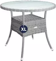 Gartentisch Polyrattan Wetterfest Rund Glas Tischplatte 80kg Belastbar Outdoor