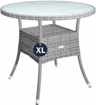 Casaria Polyrattan Tisch Ø80cm Grau