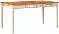 vidaXL Gartentisch Beige 140x80x75 cm Poly Rattan Akazienholz