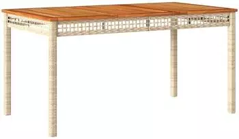 vidaXL Gartentisch Beige 140x80x75 cm Poly Rattan Akazienholz