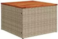 vidaXL Gartentisch Beige 55x55x37 cm Poly Rattan und Akazienholz