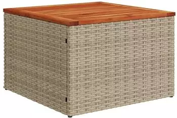 vidaXL Gartentisch Beige 55x55x37 cm Poly Rattan und Akazienholz