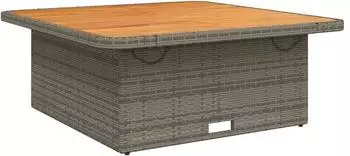 vidaXL Gartentisch Grau 110x110x71 cm Poly Rattan und Akazienholz