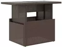 vidaXL Gartentisch mit Glasplatte Braun 100x55x73 cm Poly Rattan