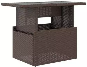 vidaXL Gartentisch mit Glasplatte Braun 100x55x73 cm Poly Rattan
