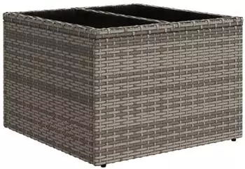 vidaXL Gartentisch mit Glasplatte Grau 55x55x37 cm Poly Rattan