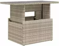 vidaXL Gartentisch mit Glasplatte Hellgrau 100x55x73 cm Poly Rattan