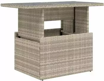 vidaXL Gartentisch mit Glasplatte Hellgrau 100x55x73 cm Poly Rattan