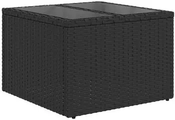 vidaXL Gartentisch mit Glasplatte Schwarz 55 x 55 x 37 cm Poly Rattan