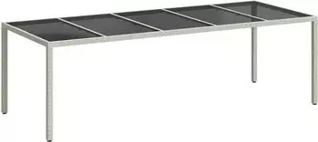 vidaXL Gartentisch Wei&szlig; 250x100x75 cm Poly Rattan und Hartglas