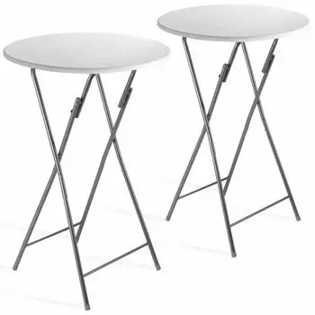 Casaria Stehtisch 2er-Set &Oslash;60cm klappbar Holzdekor Wei&szlig;