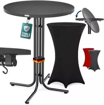 Casaria Stehtisch Grau + Husse Ø70x110cm Schwarz
