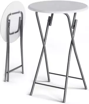 Casaria Stehtisch Ø60cm klappbar Holzdekor Weiß