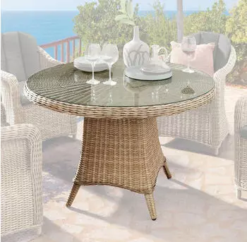Destiny Luna rund Ø 100 x 75 cm Polyrattan + Aluminium natur meliert