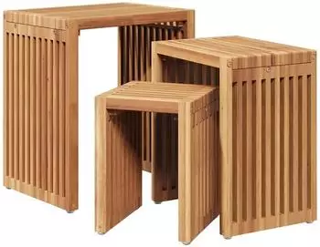 vidaXL Garten-Beistelltisch 3 pcs Braun 33 x 44,5 x 51 cm