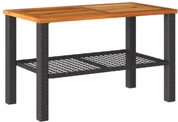 vidaXL Gartentisch Schwarz 70x38x42 cm Poly Rattan Akazienholz