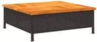vidaXL Gartentisch Schwarz 70x70x25 cm Rattan und Akazienholz