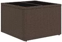 vidaXL Gartentisch mit Glasplatte Braun 55x55x37 cm Poly Rattan