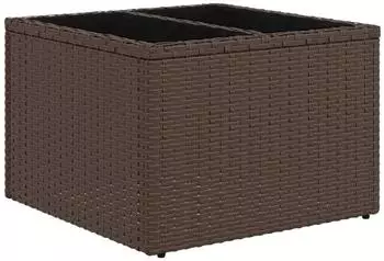 vidaXL Gartentisch mit Glasplatte Braun 55x55x37 cm Poly Rattan