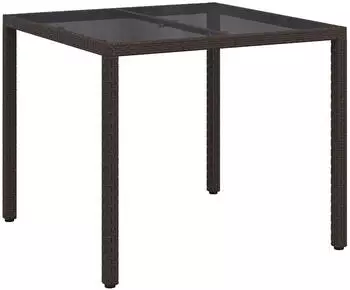 vidaXL Gartentisch Braun 90 x 90 x 75 cm Poly-Rattan