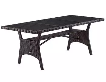 Casaria Polyrattan Gartentisch Takeo 190x90x75cm WPC Braun