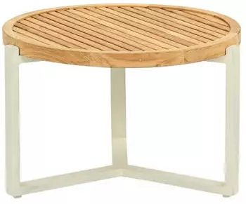Applebee Monaco Loungetisch &Oslash;60cm Aluminium/Teak Wei&szlig;/Natur/Hellgrau