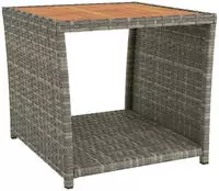Beistelltisch Mit Holzplatte Grau Poly Rattan & Akazienholz Vidaxl