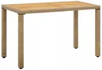vidaXL Gartentisch Beige 123x60x74 cm Poly Rattan & Massivholz Akazie