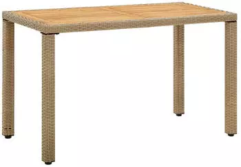 vidaXL Gartentisch Beige 123x60x74 cm Poly Rattan & Massivholz Akazie (316797)